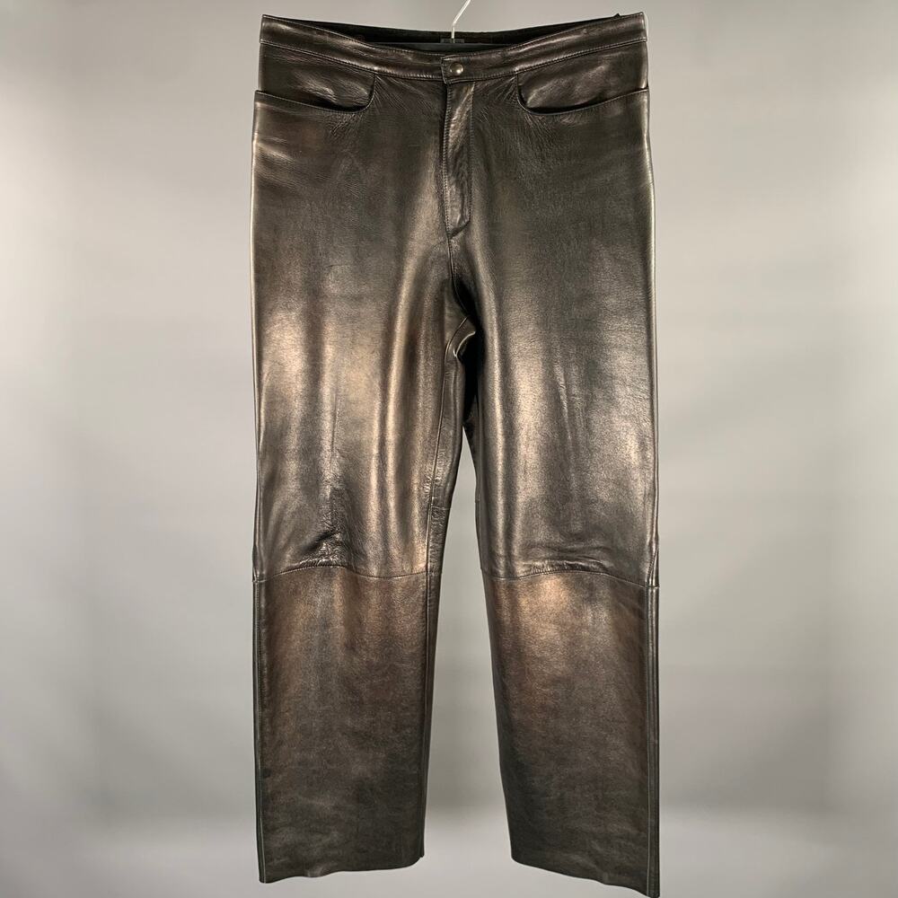 NEIL BARRETT Size 31 Black Metallic Leather Dress Pants